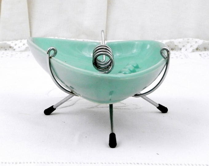 Vintage Mid Century Modern Ceramic Mint Green and Chrome Atomic Design Ashtray, Tobacciana Sputnik Style, Retro 1960s Smoking Accessories Vintage Mid Century Modern Ceramic Mint Green and Chrome Atomic Design Ashtray, Tobacciana Sputnik Style, Retro 1960s Smoking Accessories