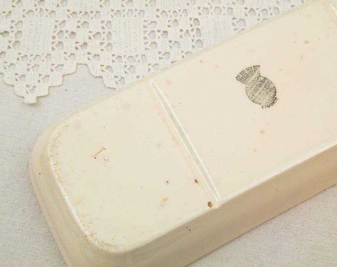 Antique French Soap Dish from France by Badonviller, Retro Bathroom Ware Toothbrush Lidded Dish, Trinket Box, Vintage Brocante Fleamarket Antique French Soap Dish from France by Badonviller, Retro Bathroom Ware Toothbrush Lidded Dish, Trinket Box, Vintage Brocante Fleamarket