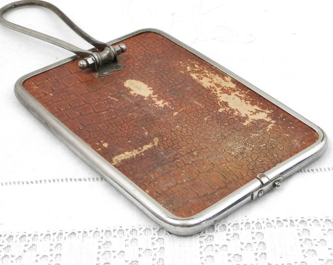 Antique 20's French Barber's Beveled Mirror with Adjustable Free Standing Easel Chrome Frame,Hand Held Wall Hanging Retro Bathroom