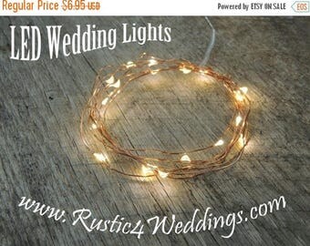 CLEARANCE limited supply LED Battery Operated Fairy Lights, Rustic Wedding Decor, Room Decor, 6.6 ft, Copper Strand LED String Lights