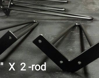 3/8" HAIRPIN LEGS,set of 4,raw uncoated iron,hairpin table leg,mid century modern,coffee table,3/8"diameter,uncoated
