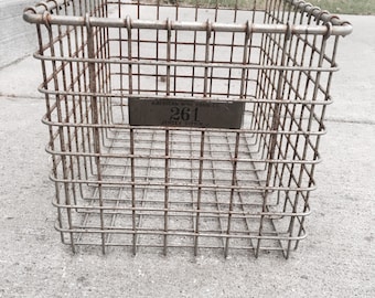 Locker Basket, Locker Bin, Storage Basket, Industrial Basket, Industrial, Metal Basket, Old Basket, Vintage Bin, Bin, Basket