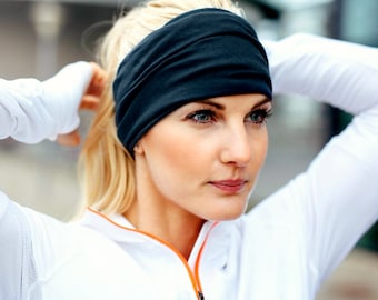 Black Headband Wide Headband Yoga Headband Boho Headband Running Headband Womens Hair Accessories Black Headwrap Nonslip Headband