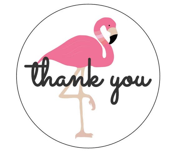 20 Flamingo Thank You Stickers, Summer Birthday, Flamingo Theme, Sweet ...