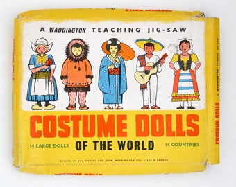 Vintage Waddington teaching jigsaw: Costume Dolls of the World, 1963