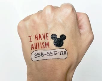 AUTISM Emergency Contact Number, Write-on, Temporary Tattoos