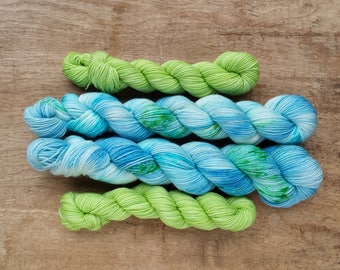 Caspian Shortie Socks heel/toe sock set - superwash merino/nylon sock yarn (231 yd skein w/matching 100 yd skein)