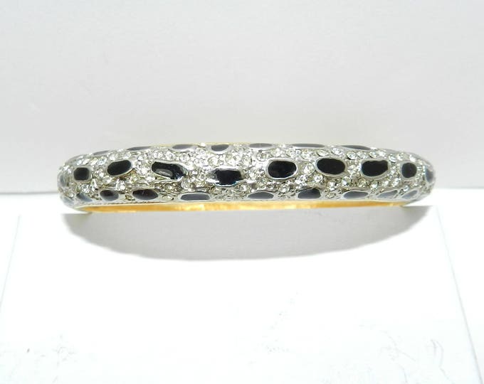 SWAROVSKI Pave Crystal Bracelet, 80s Solid Bangle Bracelet, KJL Style, Arpel Signed Bracelet, Vintage Jewelry Jewellery