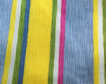Yellow White Green Orange Stripe Indoor Outdoor Upholstery Fabric by ...