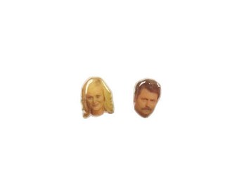 Leslie Knope and Ron Swanson Stud Earrings