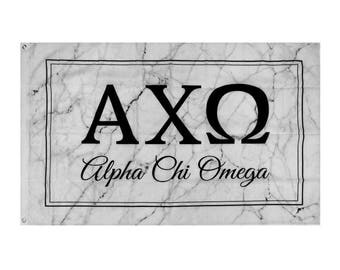 Alpha Chi Omega Light Marble Box Letter Sorority Flag 3' x 5'