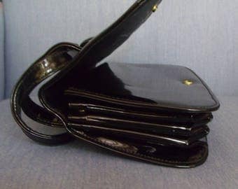 Black Patent Accordian Purse