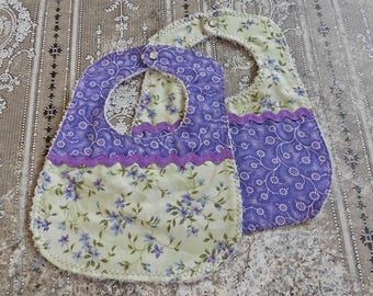 Baby Bib Set - Baby Bib - Drool Bib - Dribble Bib - Floral Baby Bib - Handmade Bib - Feeding Bib - Newborn Bib - Baby Gift - Baby Girl Bib