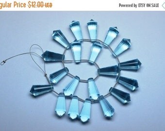 40%DIS AAAA 11x24mm Top Quality Sky Blue Topaz Color Quartz Fancy Step Cut Tear Drop Beads-1 Pair