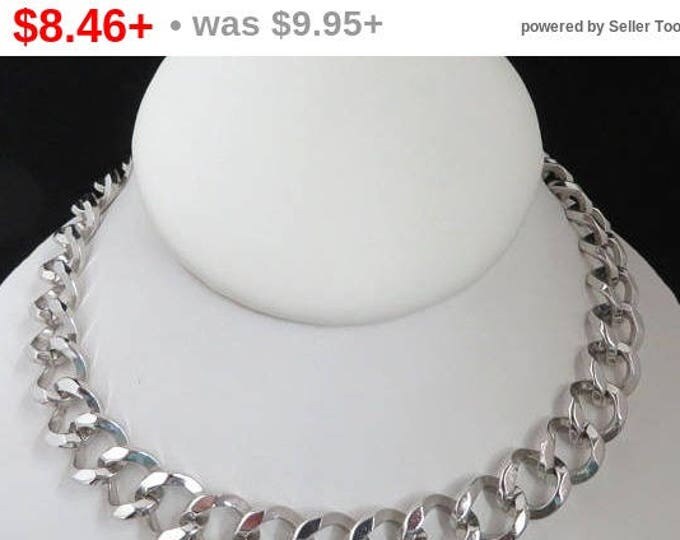 Sperry Silver Tone Chain Link Choker, Vintage Chunky Linked Necklace