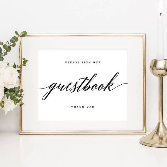Printable Guestbook Sign with Editable Text Area Party or