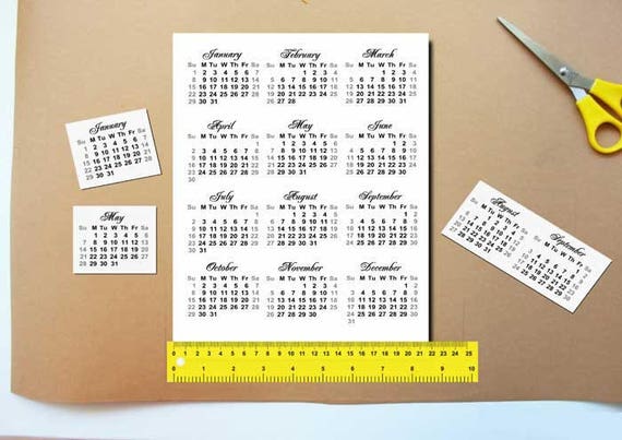 2018 Calendars Printable Mini For Crafts Planners PDF File