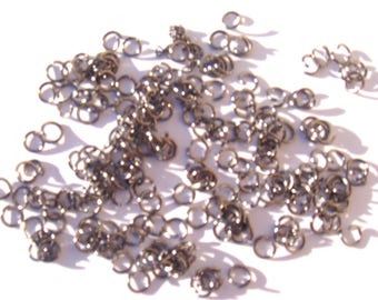 100 jumprings open 4 mm metal gunmetal color nickel free