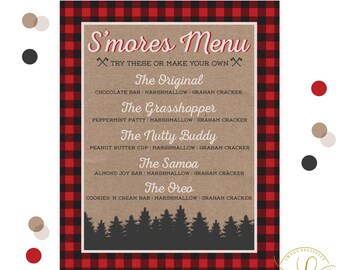 S Mores Menu Template Smores Menu Etsy S Mores Menu Template Smores Menu Etsy