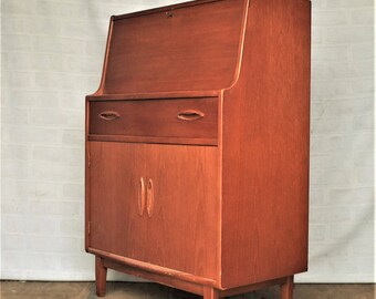 Vintage 1960s Teak Bureau - Mid Century Danish Style Furniture