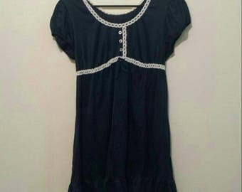 70s navy blue babydoll mini dress