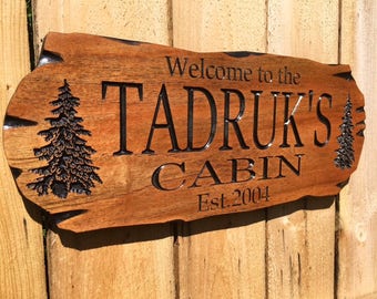 Outdoor Spanish Cedar Sign, Wooden Carved Cabin Sign, Pine Trees, Camp Sign, Weekend Camping, Lakehouse Sign, Cottage Sign, Father's Day