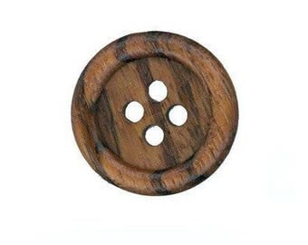 5 34 mm dark brown wooden buttons