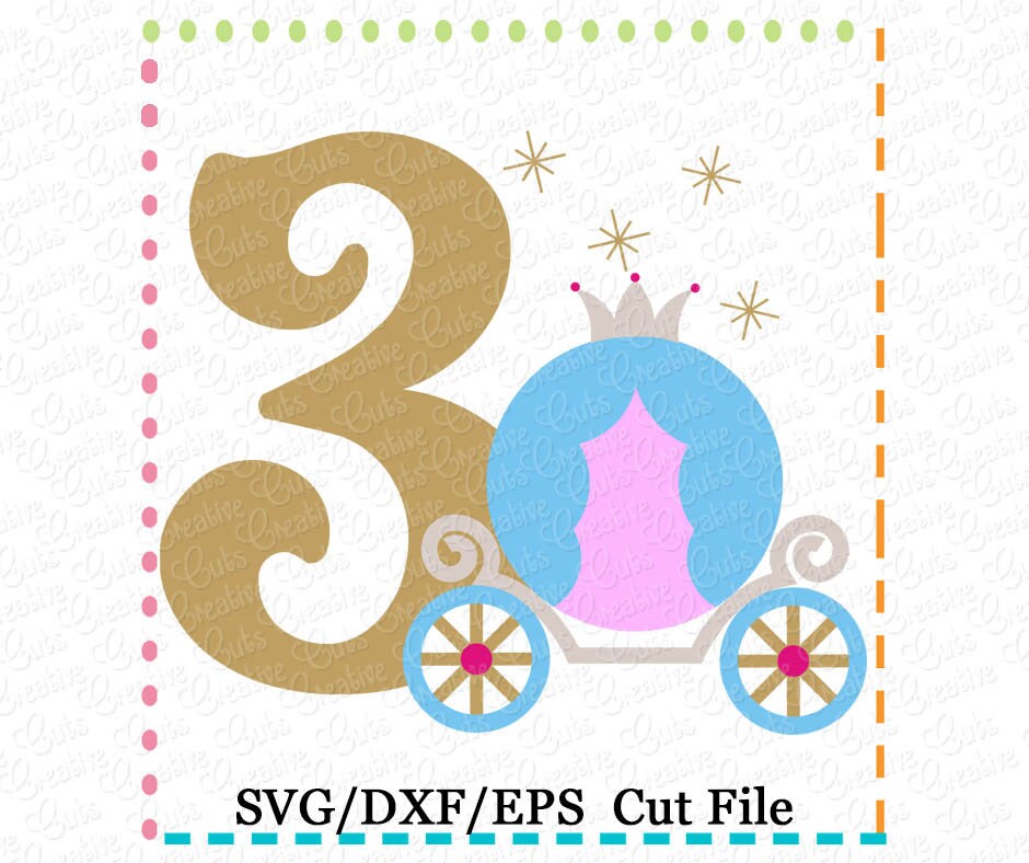 Download 3 3rd Birthday Princess Carriage svg carriage svg princes