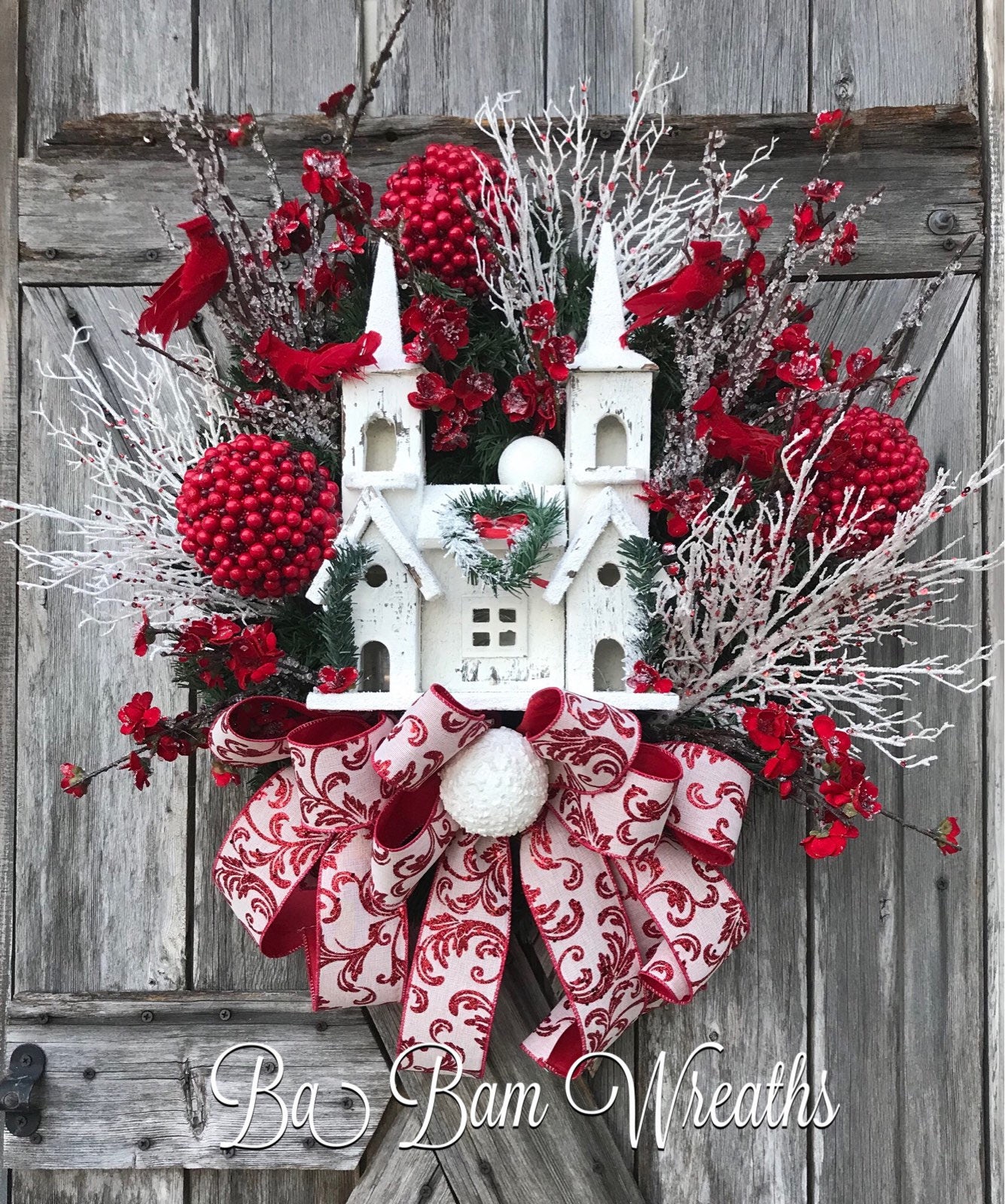 Church Wreath, Winter Wreath, White Christmas, Christmas Floral