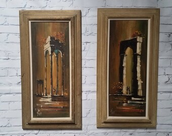 Pair of Mid Century Burr art