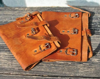 Leather gaiters, vintage gaiters, brown leather gaiters, hiking gaiters, army gaiters, army spats, military gaiters, leather spats