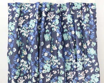 Navy floral curtains | Etsy