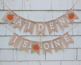 Pumpkin 1st Birthday, Pumpkin First Birthday Banner, Pumpkin Birthday Decorations, Custom Birthday Banner, Happy Birthday Burlap Banner