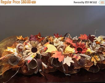 SALE 36" fall centerpiece, fall Garland deco mesh arrangement, fall arrangement, thanksgiving harvest deco mesh centerpiece, autumn centerpi