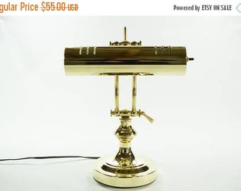 Vintage Brass Desk Lamp Adjustable Arm Extend Table Light Living Room Lighting Mid Century 1980's Office Desktop Lamp