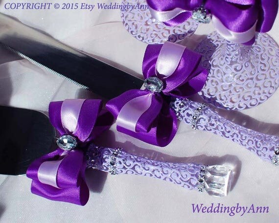  Plum Wedding Cake Serving Set  Wedding  Cake  and Knife Serving 