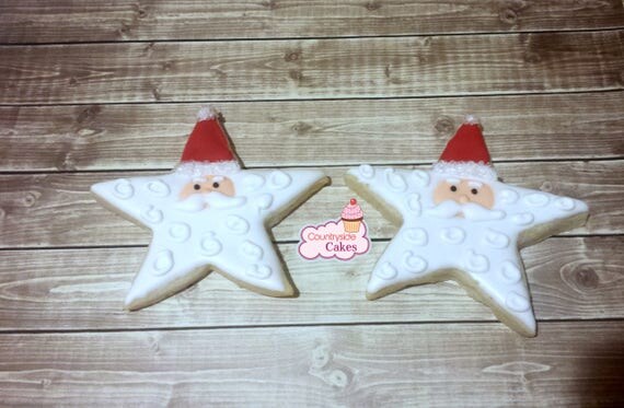 Santa Star Christmas Decorated Sugar Cookies 3 1 dozen