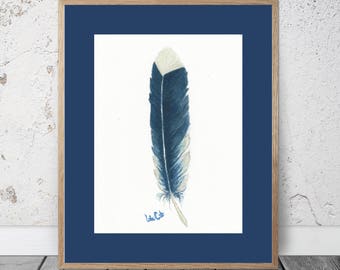 Feather Study Blue and White