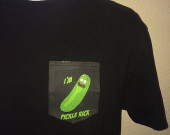 Pickle rick- rick and morty - Pocket Tee Black or White T-Shirt