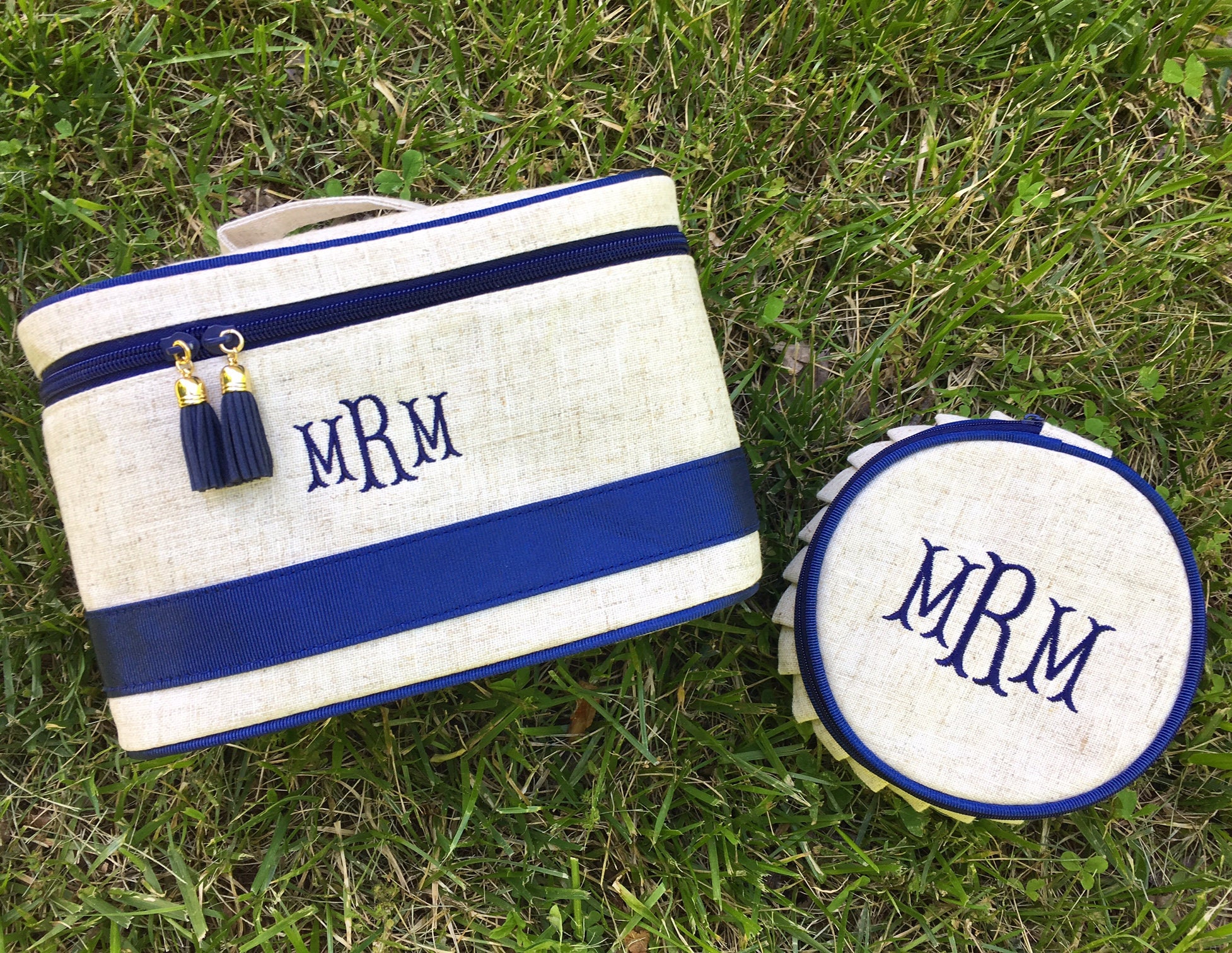 monogrammed travel jewelry pouch