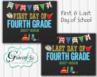 First Day Of School Sign, First Day Of Fourth Grade Sign, Last Day Of School Sign, Back To School Sign, Printable Sign 8x10