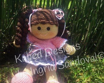 Rosy the doll pattern, crochet doll pattern, crochet pattern