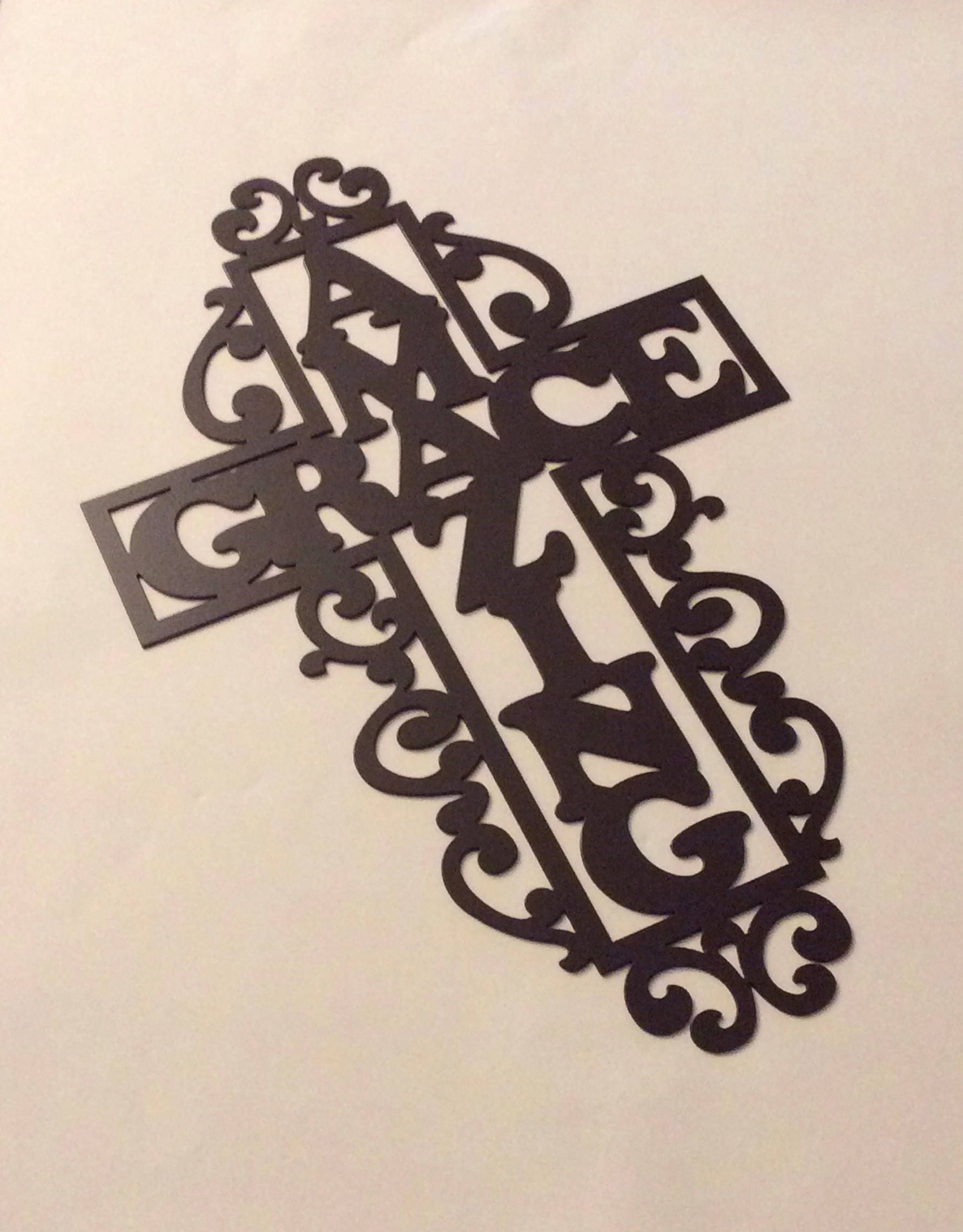 Plasma Cut Amazing Grace Decorative Cross Metal Wall Art