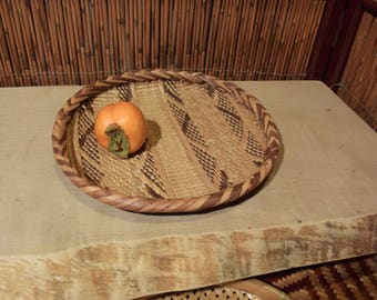 Ethnic Flat Straw Grass Flat Basket