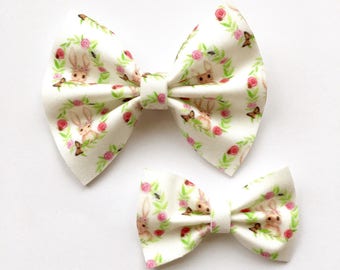 Easter hair bow, bunny hair bow, easter fabric hair bow, easter bow hair clip, easter bow headband