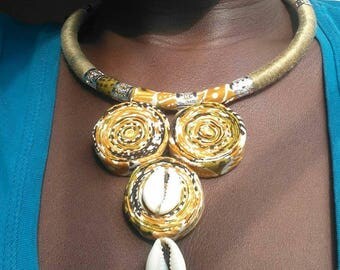 International shipping empowering women Necklace Cowrie African Ankara necklace cord necklace african necklace boho bohemian