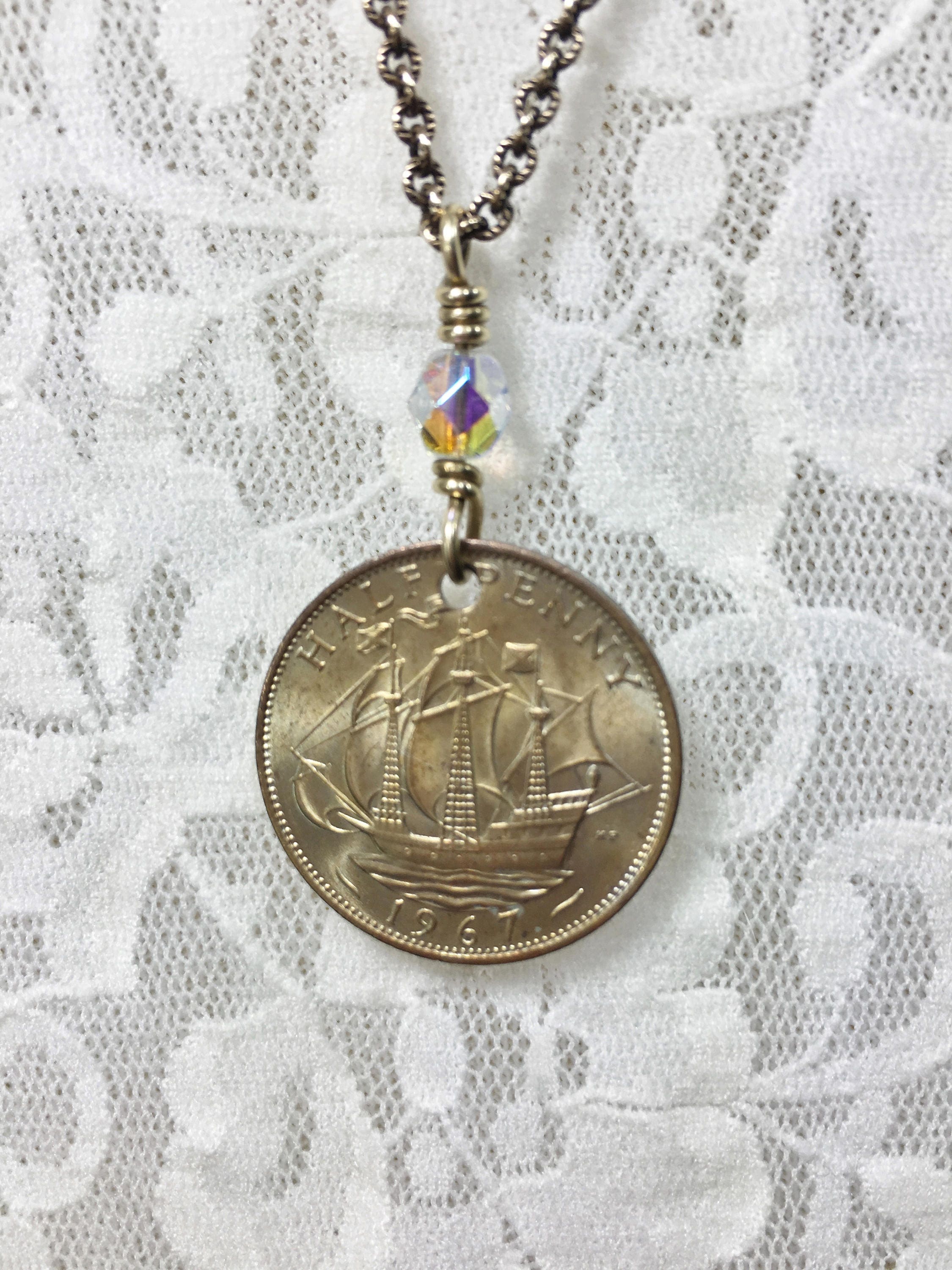 Nautical Gift For Her Nautical Necklace Long Bohemian Coin