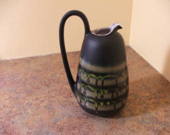 Vintage 1970s Royal Haeger 8188 tall-handled pitcher in Lime Decorated glaze