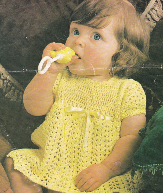 Baby crochet dress vintage crochet pattern pdf INSTANT download baby pattern only pdf 1970s