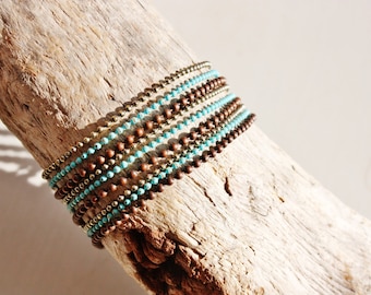 Tribal ethnic bracelet "Anangu" Brown and turquoise